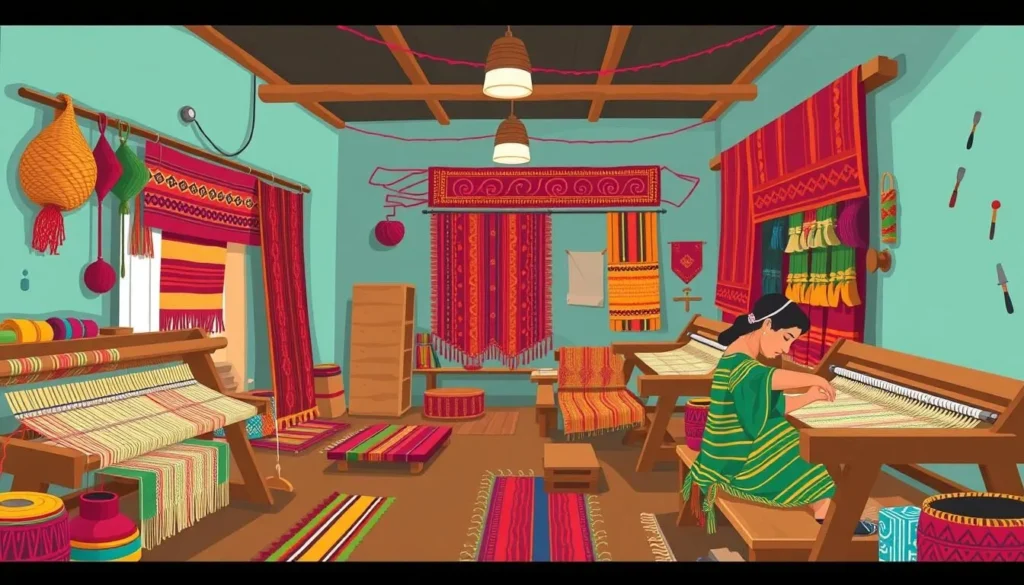 Image of a traditional Guatemalan textile weaving workshop