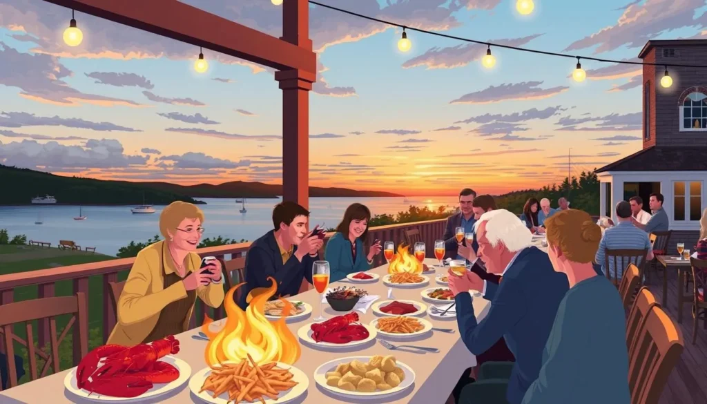 Image of a traditional lobster bake at Bar Harbor Inn's Terrace Grille