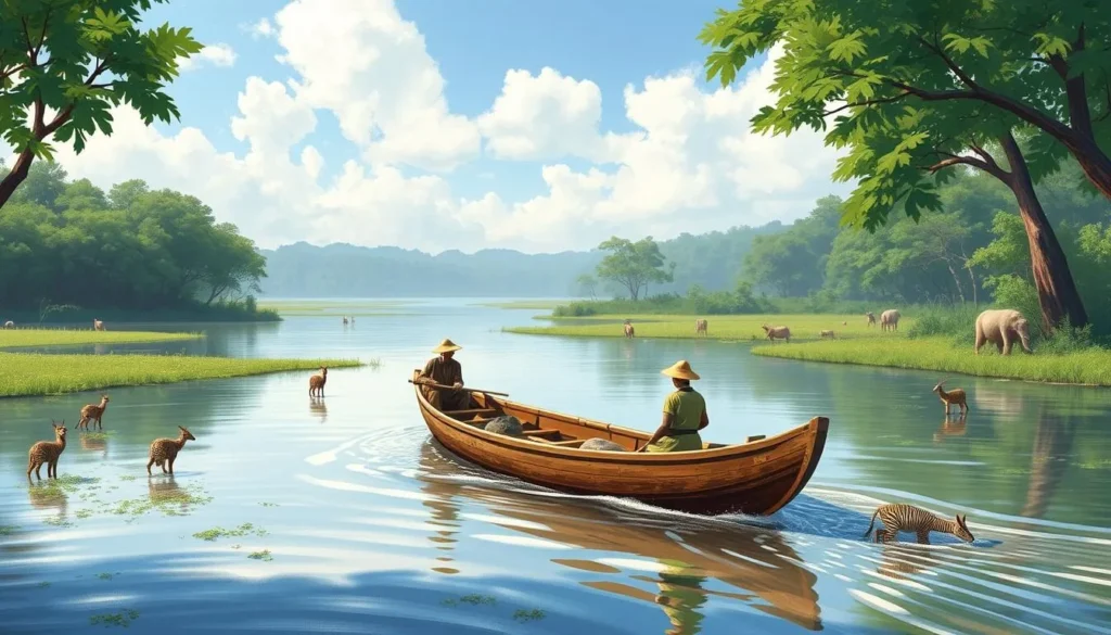 Image of a traditional pirogue on the Congo River