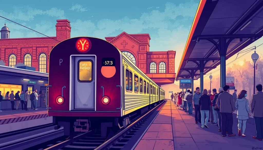 Image of a train arriving at a station in Yonkers