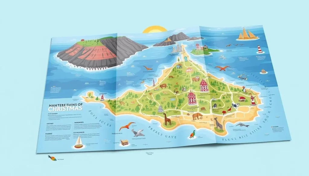 Image of a travel brochure or map highlighting Christmas Island