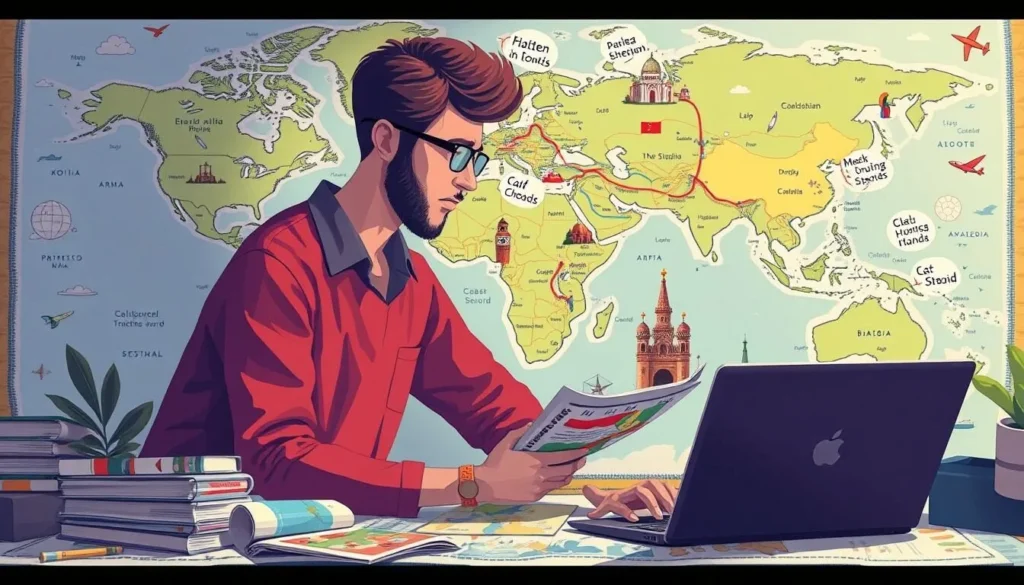 Image of a travel map or a person planning a trip Image of a travel map or a person planning a trip
