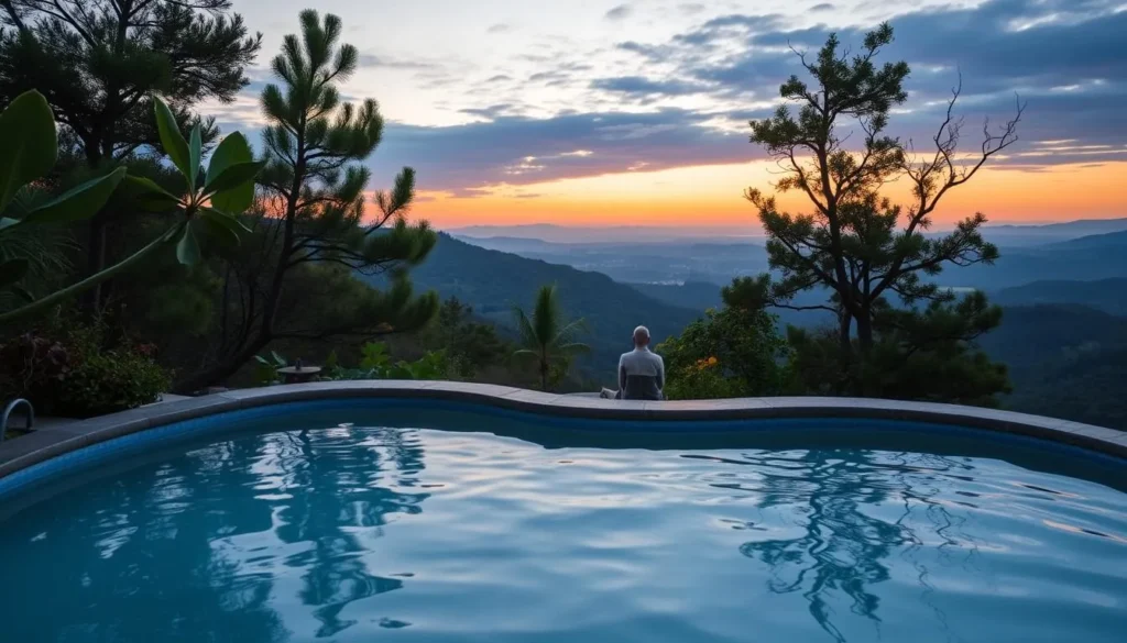 Image of a unique outdoor onsen with a scenic view