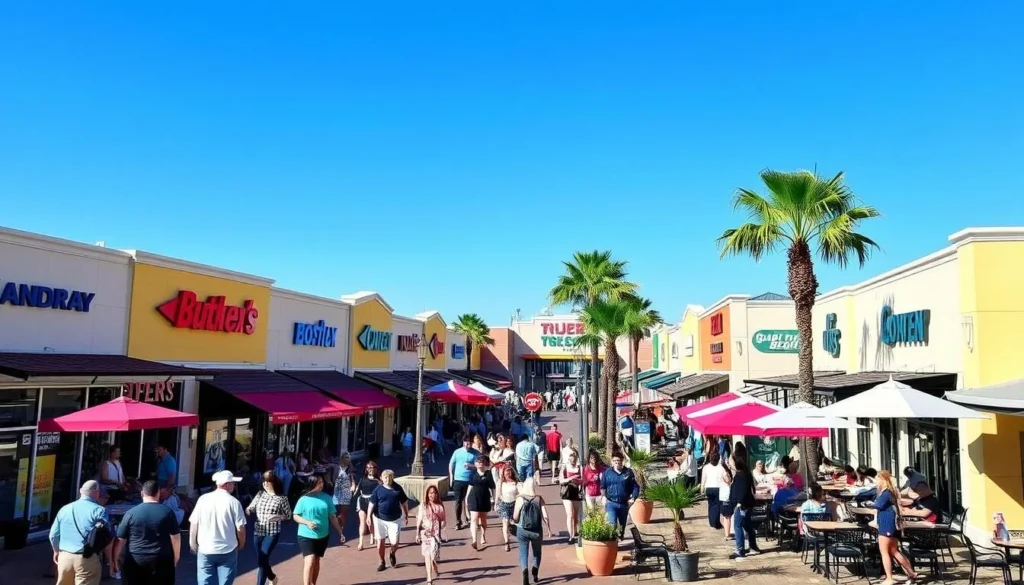 Image of a vibrant shopping center in Huntington Beach