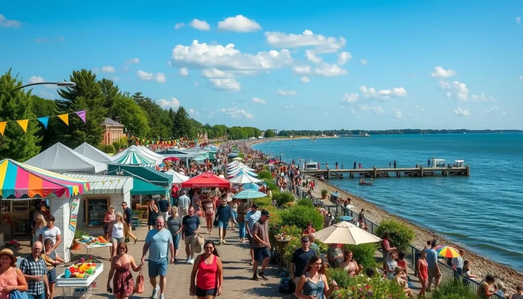 Image of a vibrant summer festival on Lake Michigan shoreline