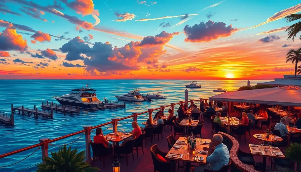 Image of a waterfront restaurant in Naples, Florida, with a beautiful view of the Gulf of Mexico.