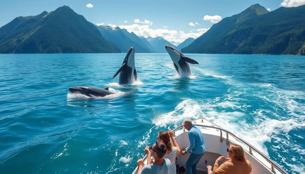 Image of a whale watching tour off the coast of British Columbia