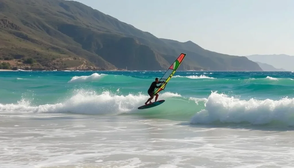 Image of a windsurfer at Prasonisi beach