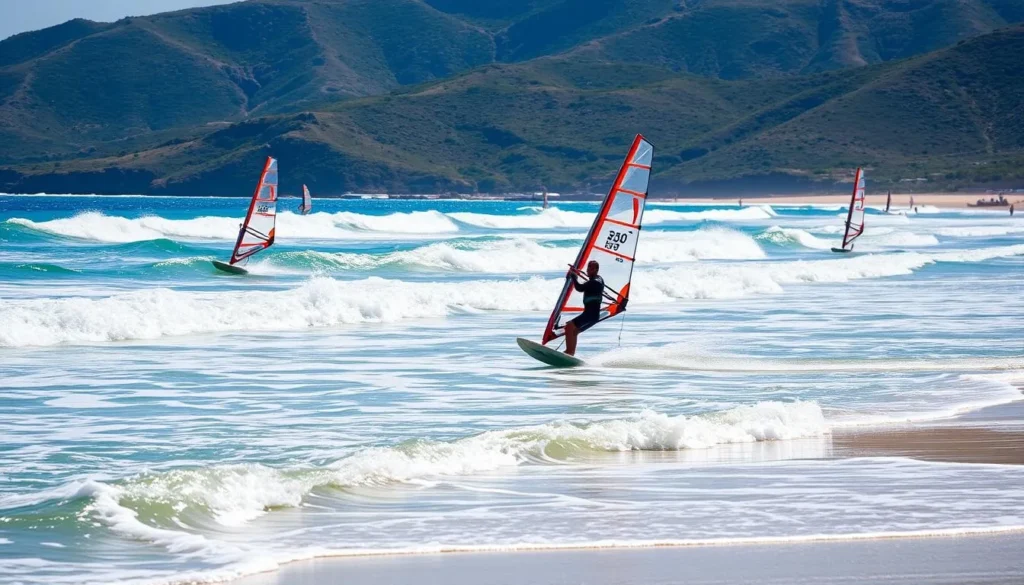 Image of a windsurfer on Kos Island's beach