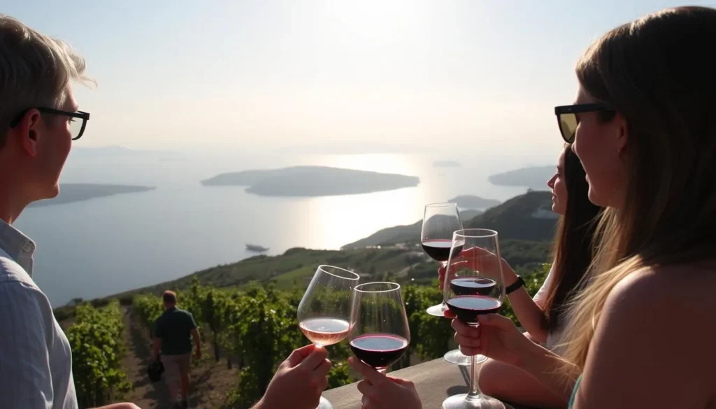 Image of a wine tasting tour in Santorini.