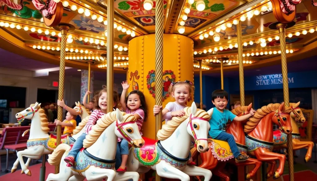 Image of children enjoying the carousel at the New York State Museum