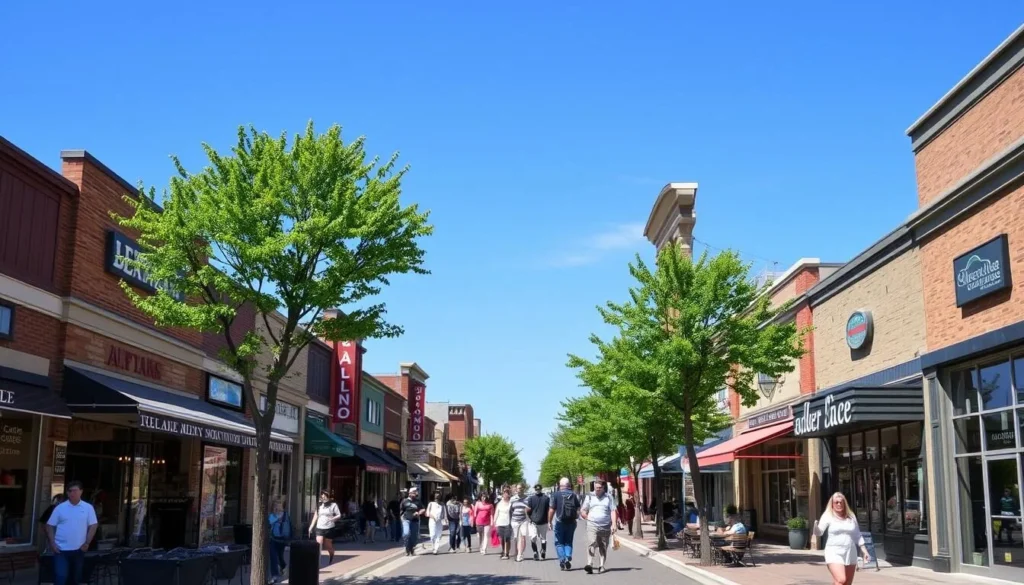Image of downtown Clear Lake's main shopping street