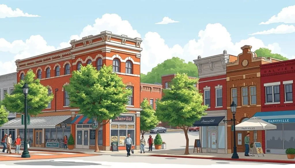 Image of downtown Danville, Kentucky, showcasing its historic buildings and vibrant atmosphere