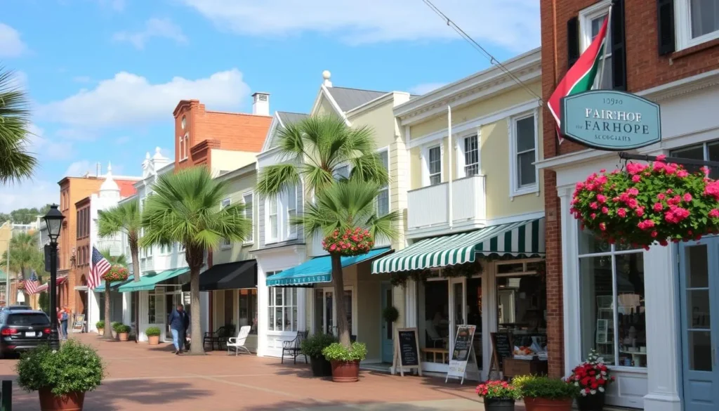 Image of downtown Fairhope's charming streets and boutiques