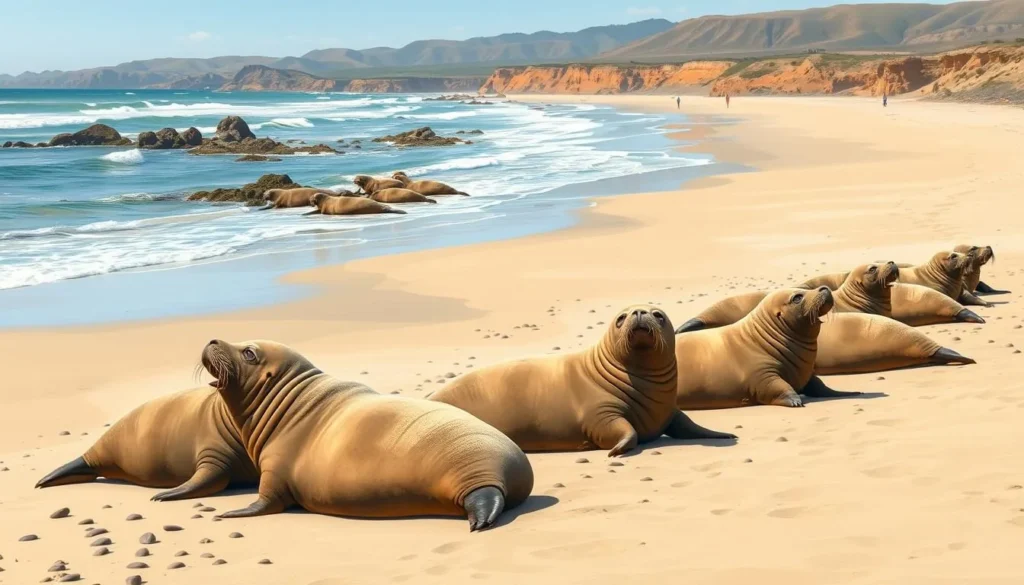 Image of elephant seals on the beach in San Simeon Image of elephant seals on the beach in San Simeon