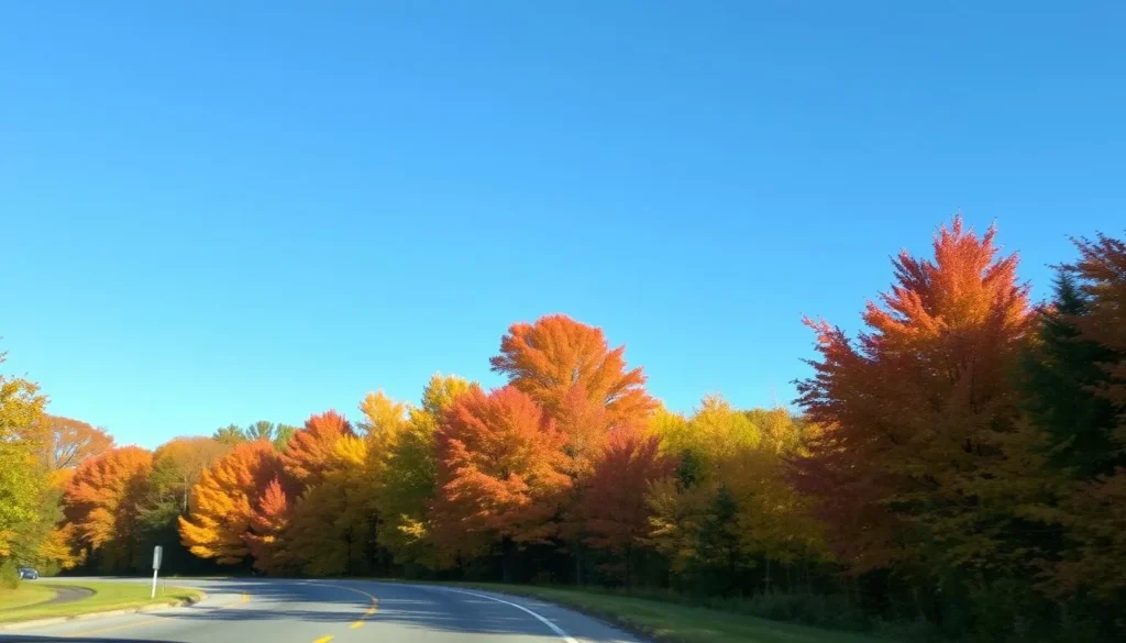 Image of fall foliage in Wisconsin along a scenic drive