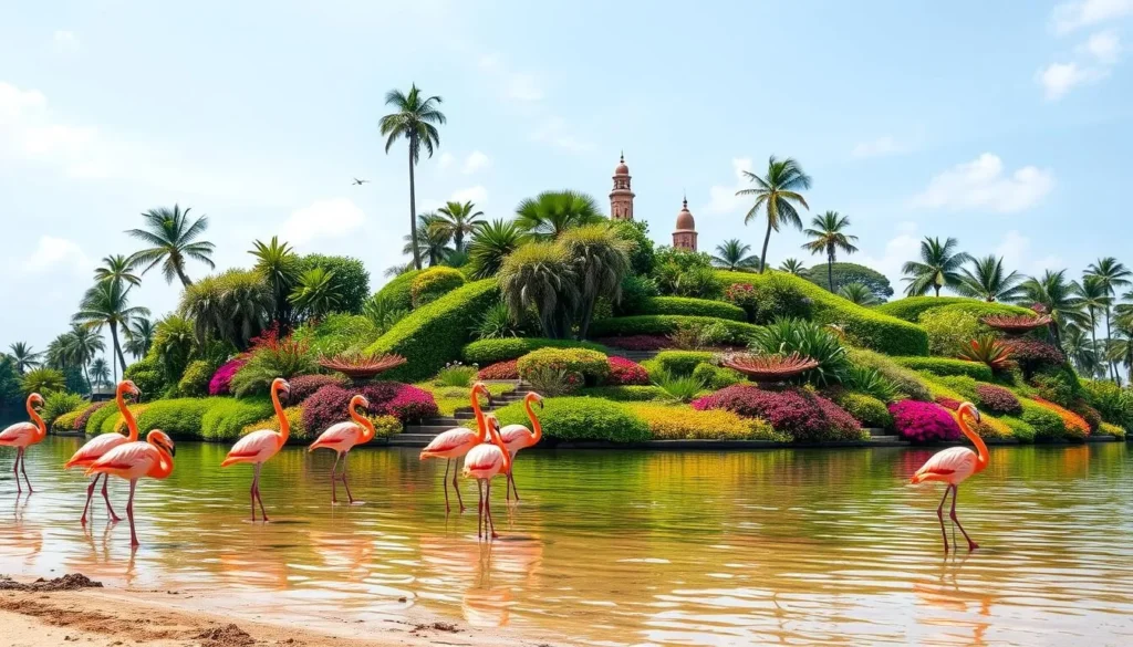 Image of flamingos on Renaissance Island