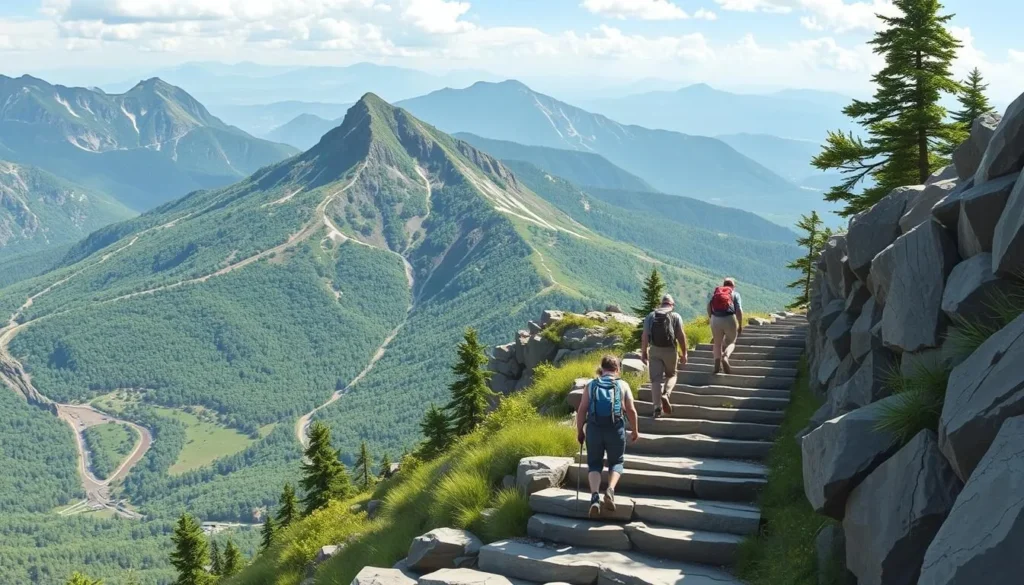 Image of hikers navigating the Devil's Hall Trail staircase