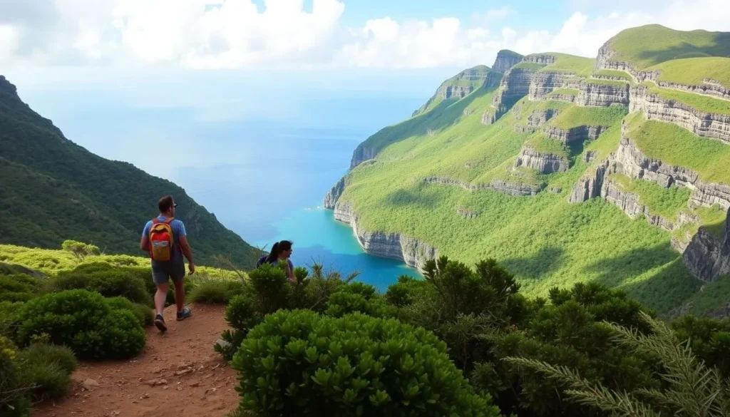 Image of hikers on the Mount Gower trail, Lord Howe Island