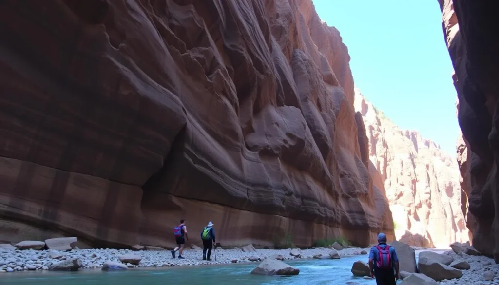 Image of hikers wading through The Narrows