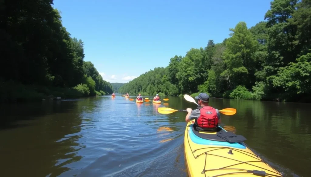 Image of kayakers paddling on the Catawba River