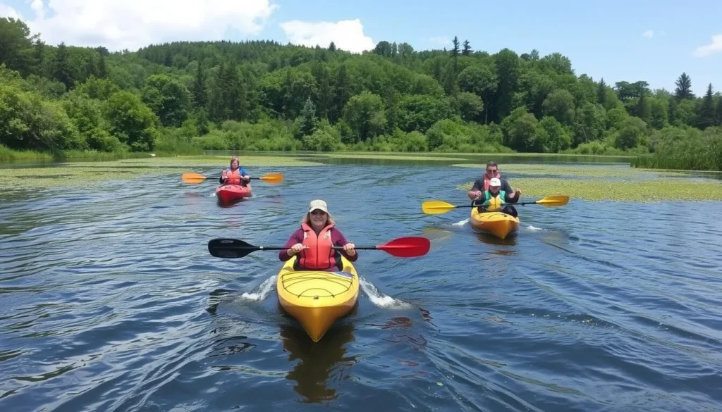 Image of kayakers paddling through the Coecles Harbor Marine Water Trail