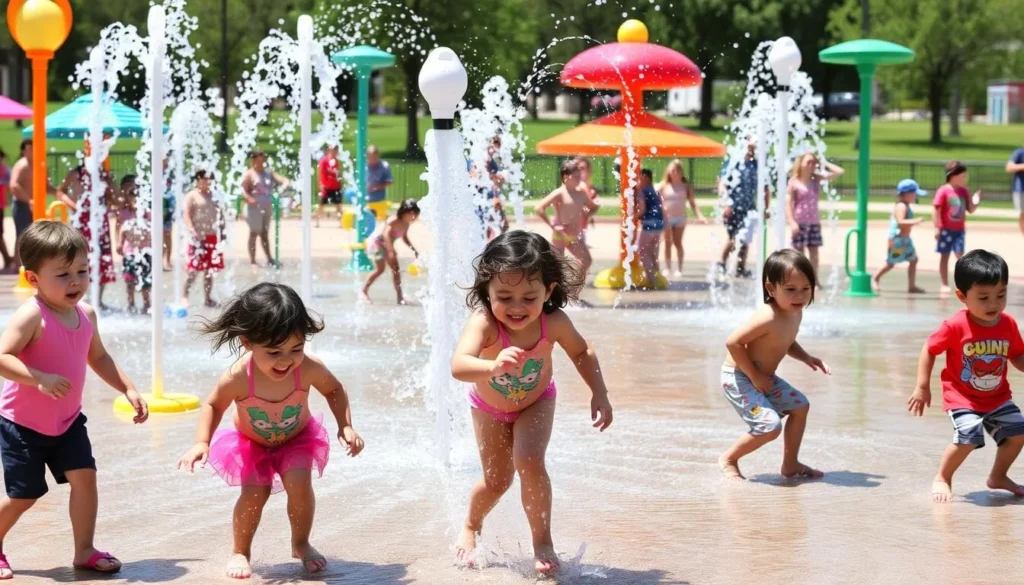 Image of kids playing at Al Berryman Splash Pad