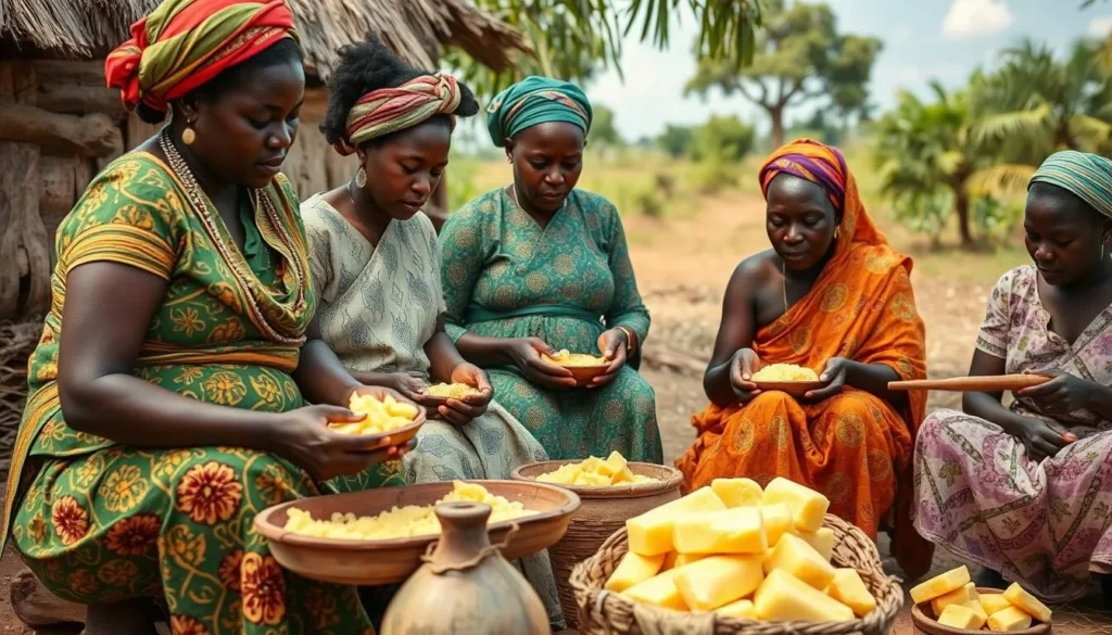 Image of local women producing shea butter in Natitingou, Benin