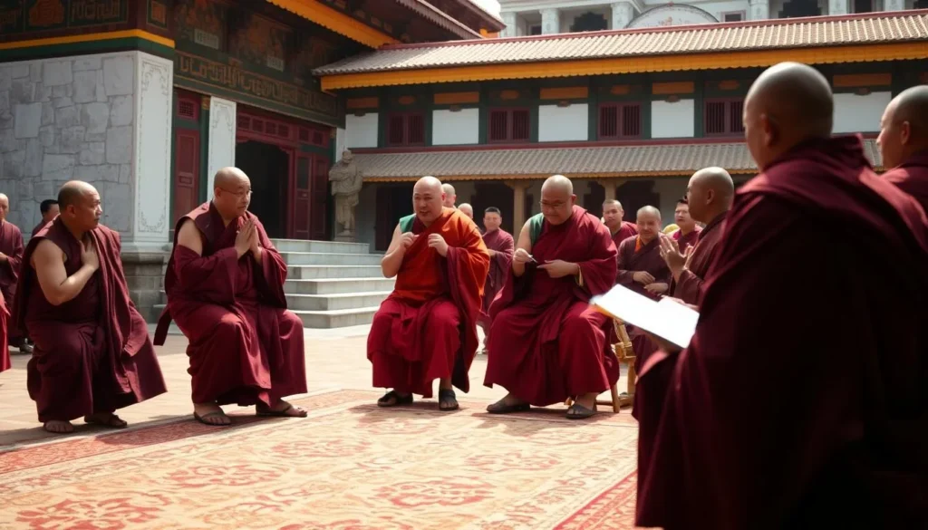 Image of monks debating at Sera Monastery