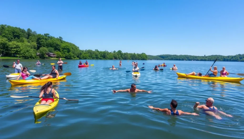 Image of people engaging in water activities on Candlewood Lake