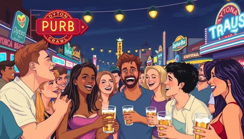 Image of people enjoying a pub crawl in Daytona Beach