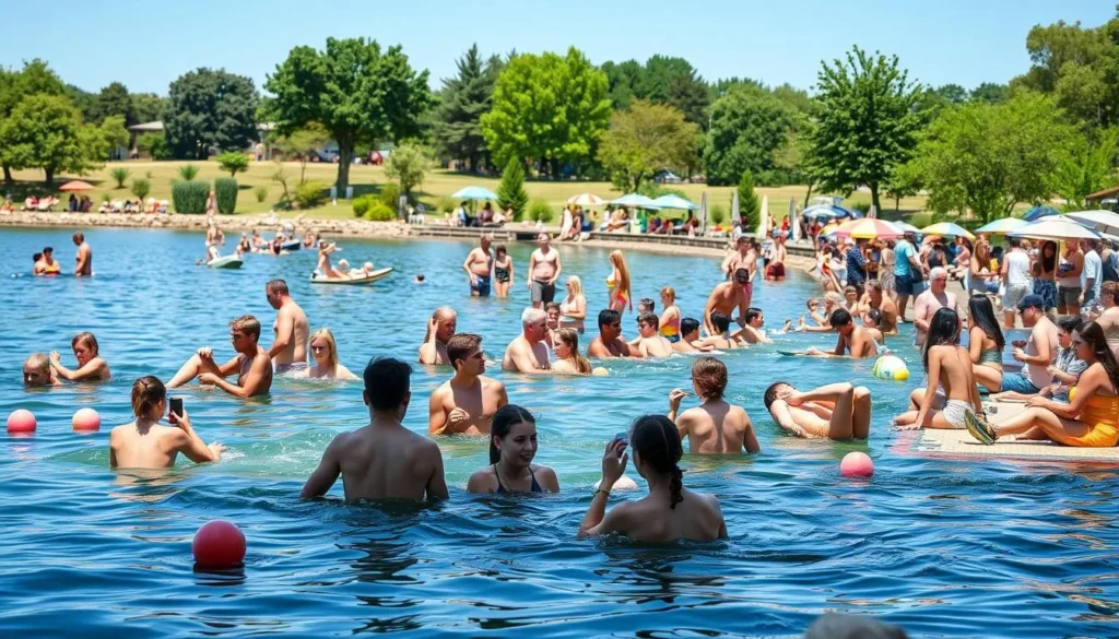 Image of people enjoying a summer day at a lake