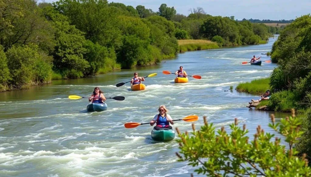Image of people kayaking on the Brazos River