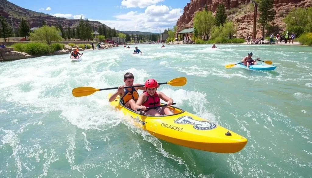 Image of people kayaking or body boarding at Pueblo Whitewater Park