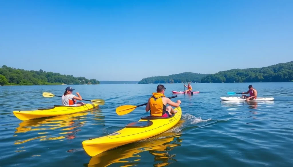 Image of people kayaking or paddleboarding