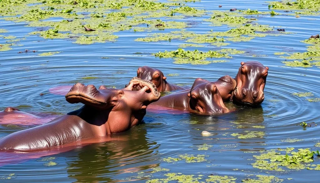 Image of saltwater hippos on Orango Island
