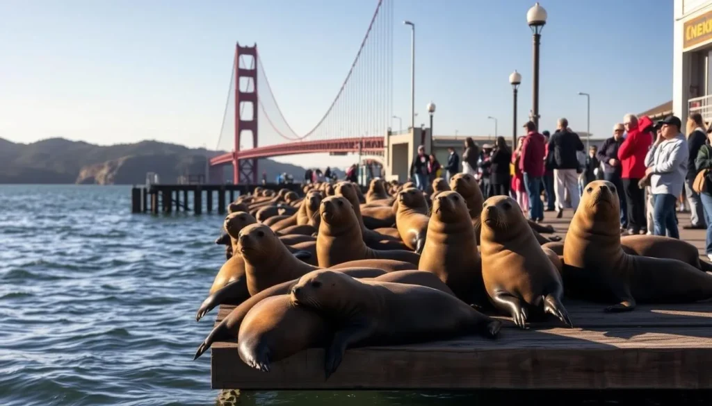 Image of sea lions at Pier39, San Francisco