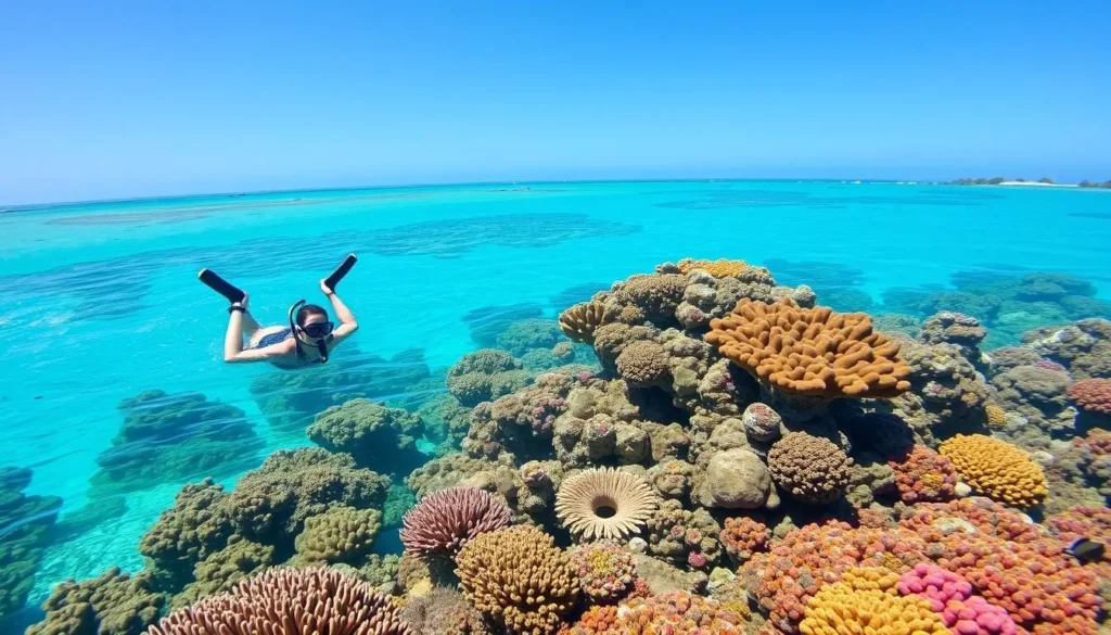 Image of snorkelers exploring a vibrant reef