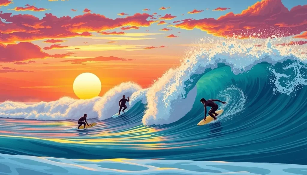 Image of surfers riding waves at Trestles Beach