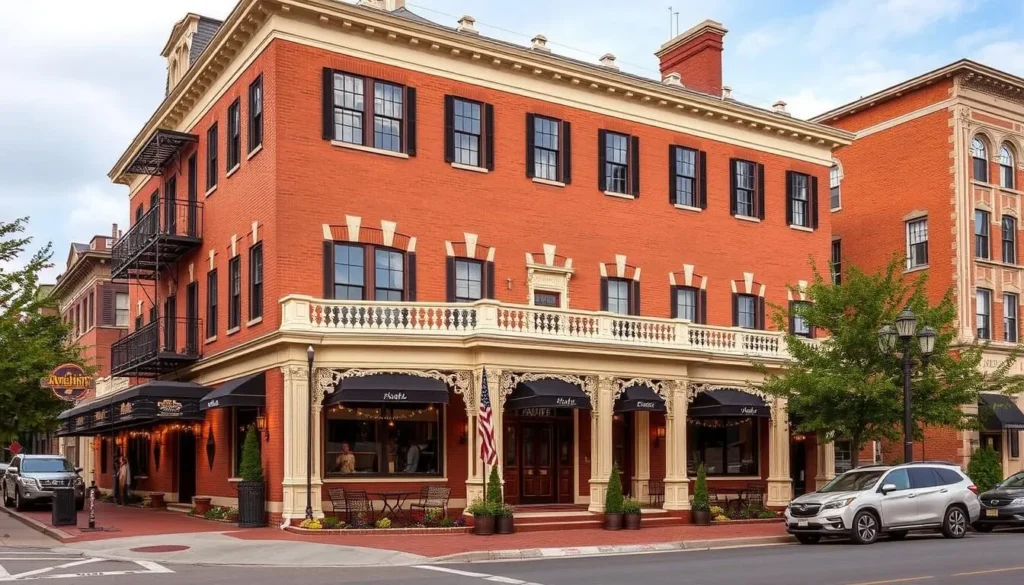 Image of the Adelphi Hotel, a beautifully restored 1877 property in the heart of downtown Saratoga Springs