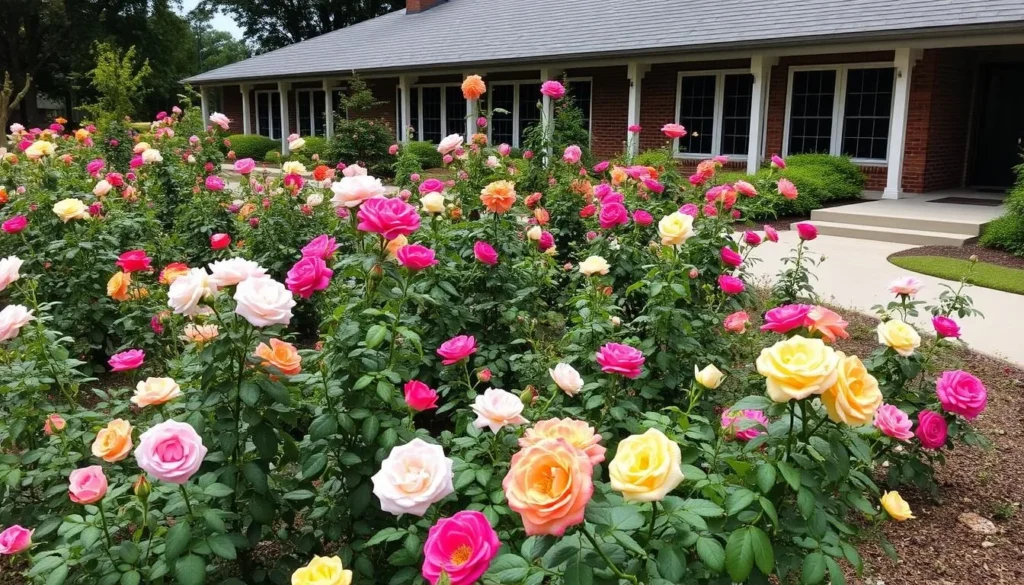 Image of the Andersen Enrichment Center & Rose Garden with blooming roses