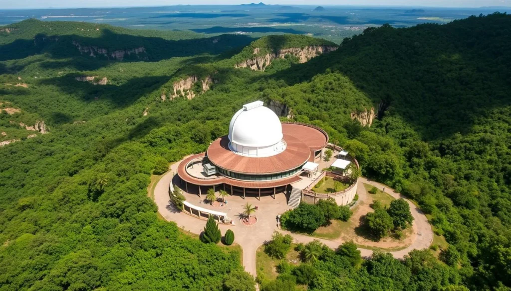 Image of the Arecibo Observatory's visitor center or a panoramic view of the surrounding karst landscape