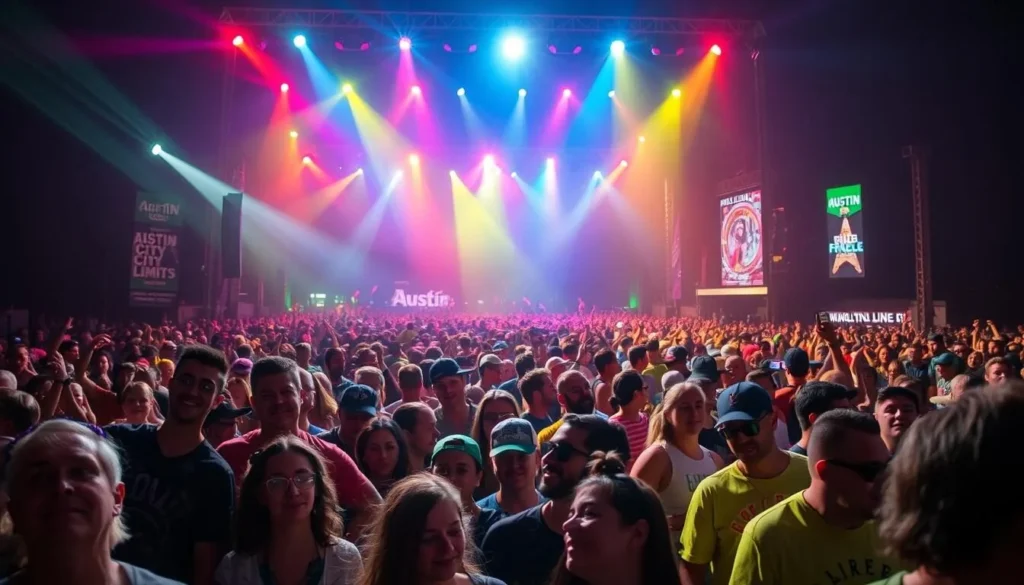 Image of the Austin City Limits Music Festival crowd enjoying live music