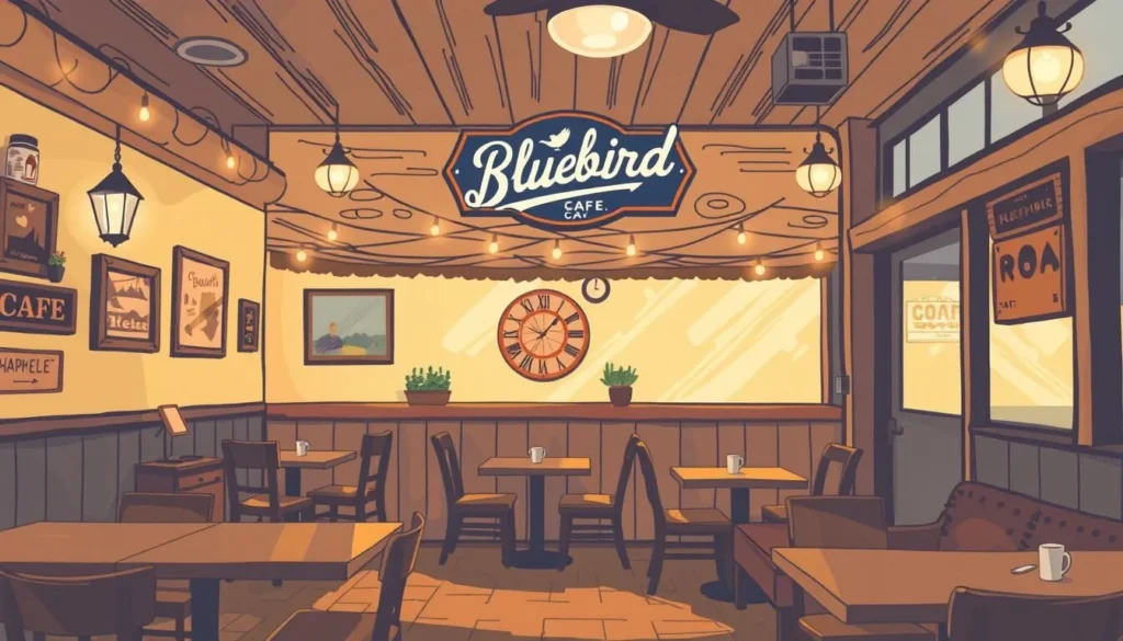 Image of the Bluebird Cafe's cozy interior Image of the Bluebird Cafe's cozy interior