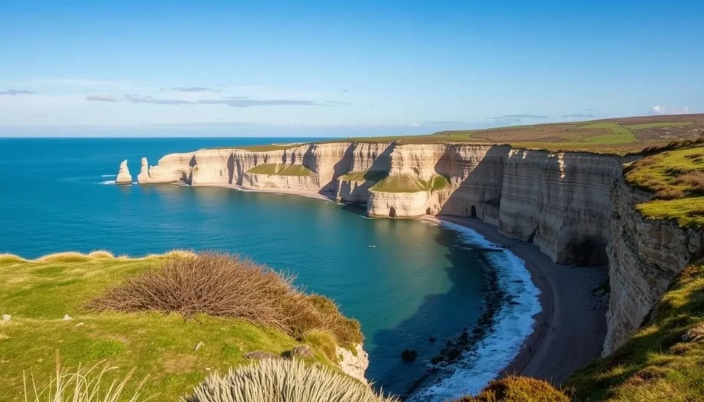 Image of the Durham Heritage Coast Walk with magnesian limestone cliffs