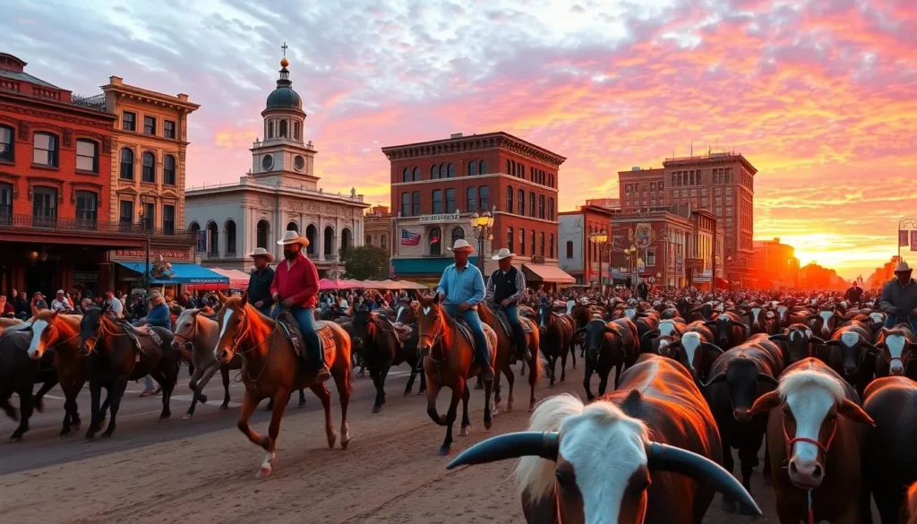 Image of the Fort Worth cattle drive