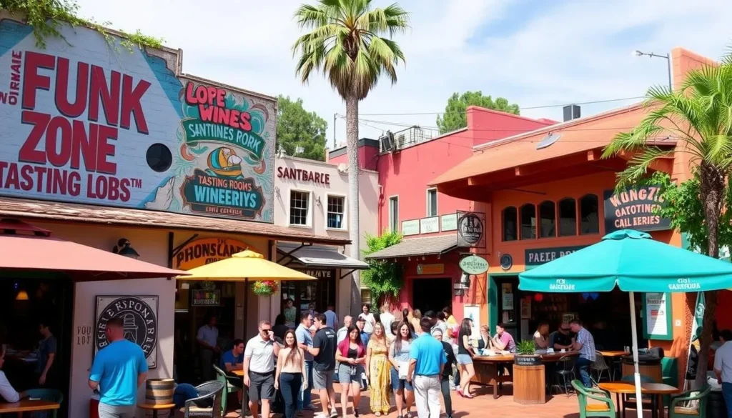 Image of the Funk Zone in downtown Santa Barbara with tasting rooms and wineries