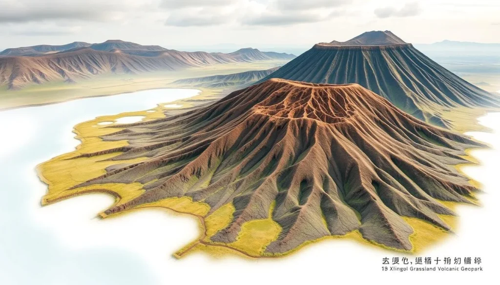 Image of the Gezishan Area in Xilingol Grassland Volcanic Geopark