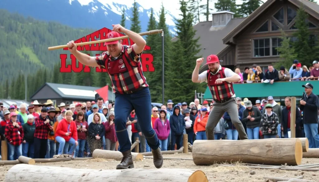 Image of the Great Alaskan Lumberjack Show in action