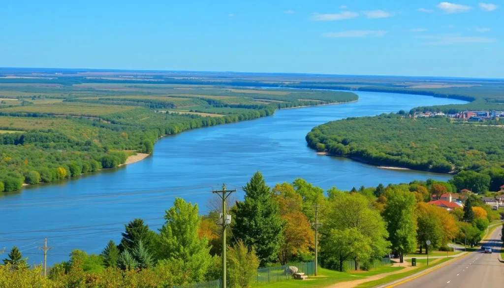 Image of the Great River Road with the Mississippi River in the background